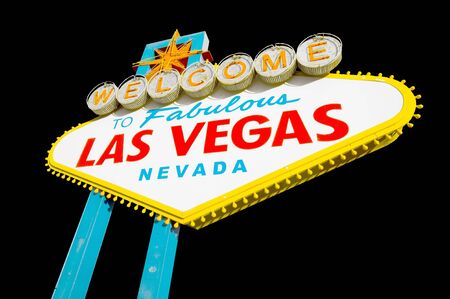 Welcome to Las Vegas Sign Isolated on black backgroundの写真素材