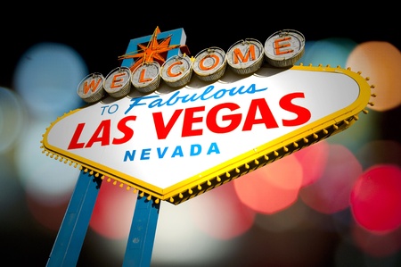 Welcome to Las Vegas Sign with bokeh of light in the backgroundの写真素材