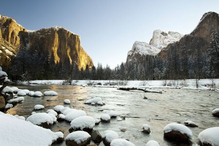 Yosemite National Park in Winter  Valley Viewの写真素材