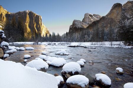 Yosemite National Park in Winter  Valley Viewの写真素材