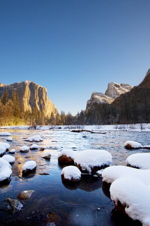 Yosemite National Park in Winter  Valley Viewの写真素材