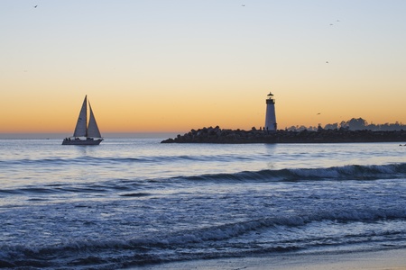 Windsurf and Silhouette Lighthouseのeditorial素材