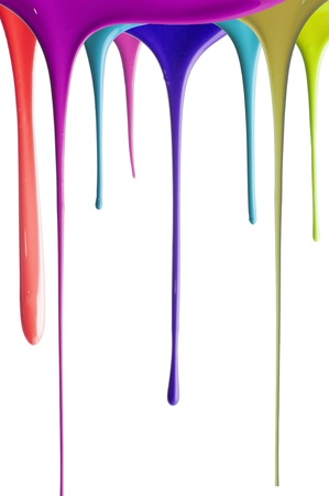 Paint dripping on whiteの写真素材