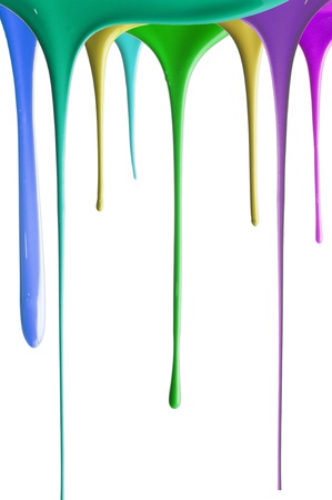 Paint dripping on whiteの写真素材