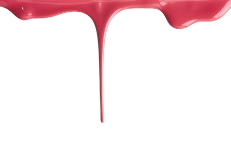 Red Paint dripping isolated on white backgroundの写真素材