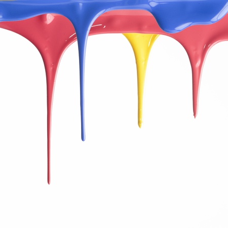 Paint dripping isolated on white backgroundの写真素材