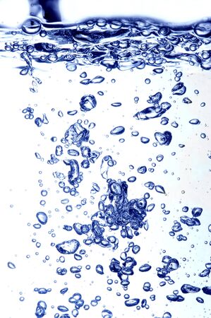 Clean water and water bubbles in blueの写真素材