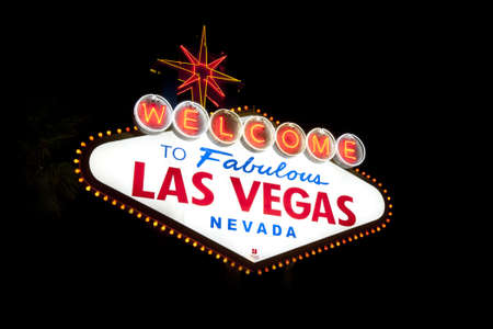 Welcome to Las Vegas sign at nightのeditorial素材