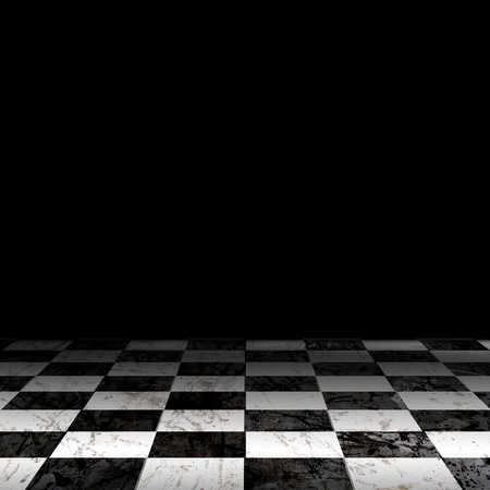 Black And White Check Grunge Roomの写真素材