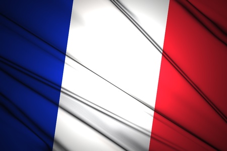 France Flag lit by sunlight in the backgroundの写真素材