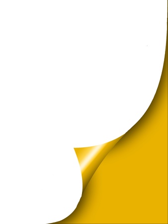 White Curl paper with yellow backgroundの写真素材