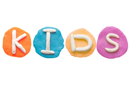 Alphabet letter using plasticine and clay  Forming word kidsの写真素材
