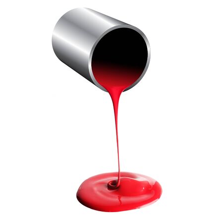 3d render of paint bucket with red paintの写真素材