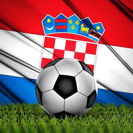 Soccer ball on grass with National Flag  Country Greeceの写真素材