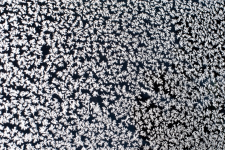 Ice on window at winter timeの写真素材