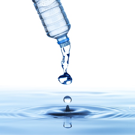 Water drop from water bottleの写真素材