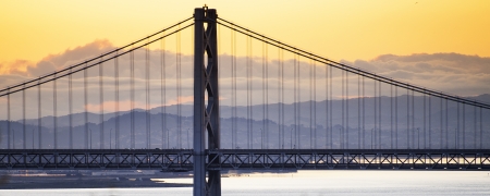 Panorama view of Bay Bridge, San Francisco, California, USAの写真素材
