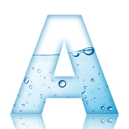 Water and water bubble alphabet letter with reflection  Letter Aの写真素材