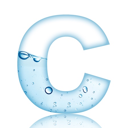 Water and water bubble alphabet letter with reflection  Letter Cの写真素材