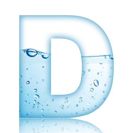 Water and water bubble alphabet letter with reflection  Letter Dの写真素材