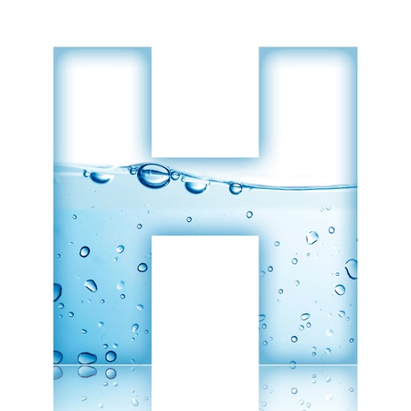 Water and water bubble alphabet letter with reflection  Letter Hの写真素材