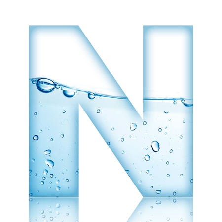 Water and water bubble alphabet letter with reflection  Letter Nの写真素材