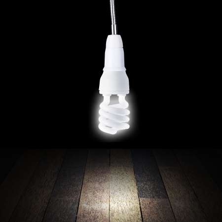 Light bulb with wood floor and empty roomの写真素材
