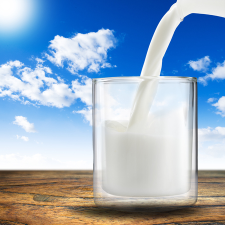 Milk Pour into Glassの写真素材