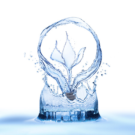 Water inside light bulb on water splashの写真素材