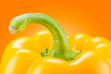 Yellow Bell Pepper On Yellow Backgroundの写真素材