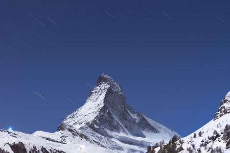 Matterhorn Peak at Night with Star Trails