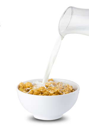 Corn Flakes and Milk Splashの写真素材
