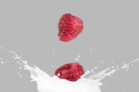 Milk Splash and Raspberryの写真素材