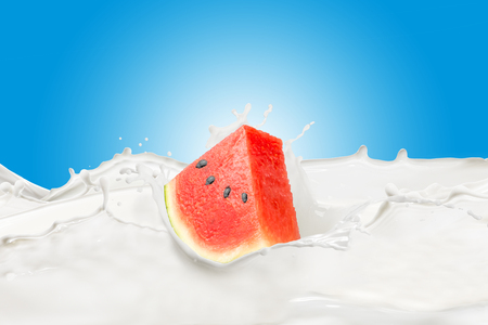 Watermelon With Milk Splashの写真素材