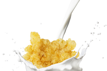 Milk Splash With Corn Flakesの写真素材