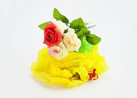 plastic rose flowerの写真素材