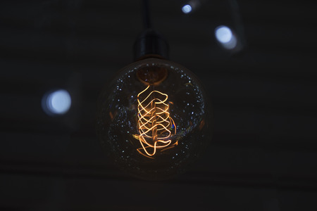 Closeup of a vintage electric incandescent lamp