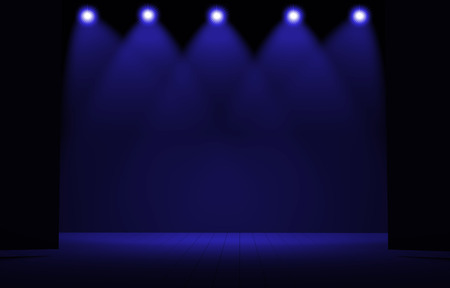 Stage lights ,free stage,concerrt stage .Several projectors on the ceiling. Spotlight strike through the darkness to the floor.の写真素材