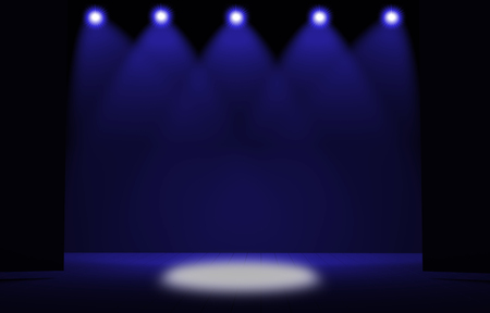 Stage lights ,free stage,concerrt stage .Several projectors on the ceiling. Spotlight strike through the darkness to the floor.の写真素材