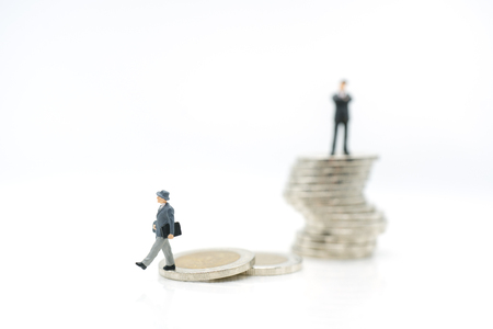 Miniature toy: Business man walk away after not success business like that man , business ,financial, not Success, Business Growth concept.の写真素材