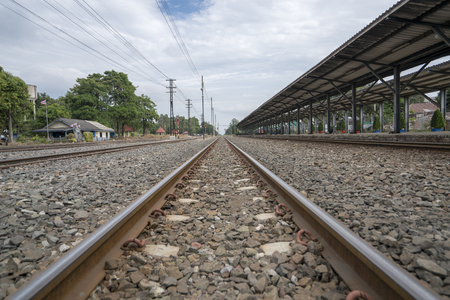 Rail way in perspective view.Journey concept.の写真素材