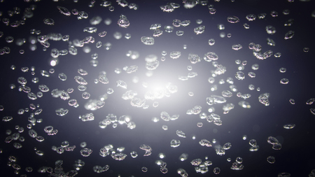 Background of under sea scape with air bubble and sun liight ray.Marine ,scuba,save the naturala water concept.の写真素材