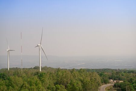 wind turbine electric generator on the mountain.Clean energy concept.の写真素材