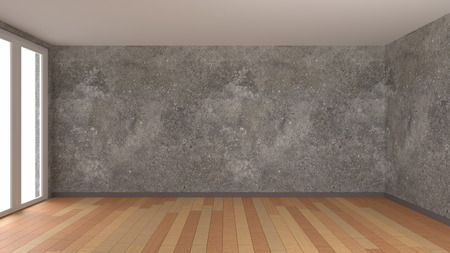 Empty modern achitecture room interior for fill text of furniture.grunge wall concrete and wooden floor.3d rendering.の写真素材