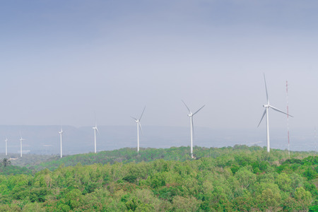 wind turbine electric generator on the mountain.Clean energy concept.の写真素材