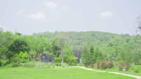 Blured photography of resort or trppical green garden in hotel.の写真素材