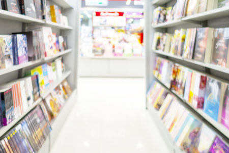Blur photography.Magazine on shelf in book store.Learing or Education concept.の写真素材