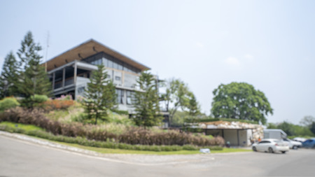 Blured photography of resort or trppical green garden in hotel.の写真素材