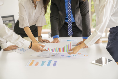 Entrepreneurs and business people conference in modern meeting room,point to target of team ,business concept.の写真素材