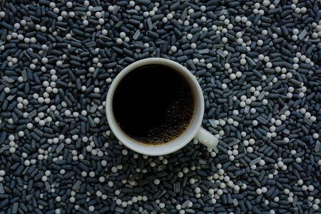 Top view of a cup of coffeeの写真素材